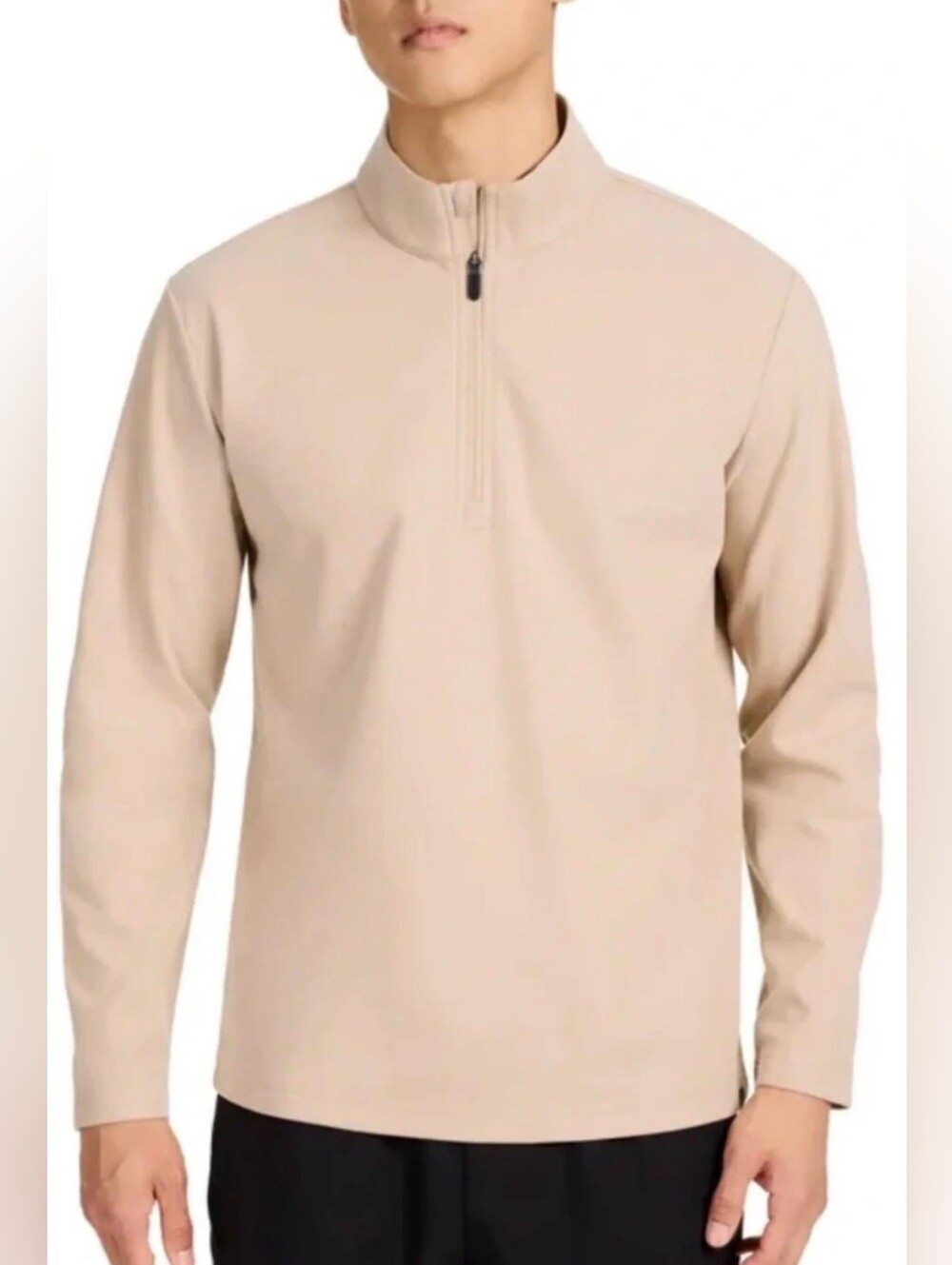 Quarter-zip front with a stand-up collar